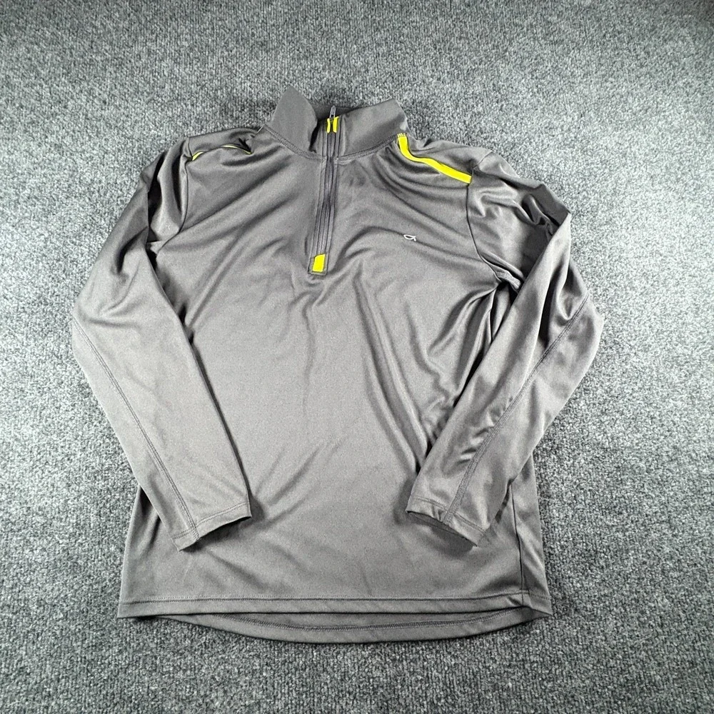 Gap Fit T-Shirt Boys XL Charcoal Gray Quarter Zip Stand Up‎ Collar Performance
